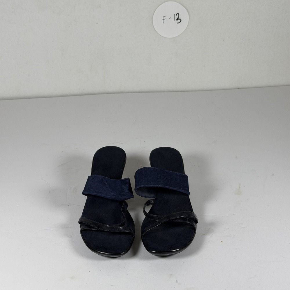 F-13 Women's Navy Blue Elastic Strap Wedge Sandals Made in Italy Size Unknown
